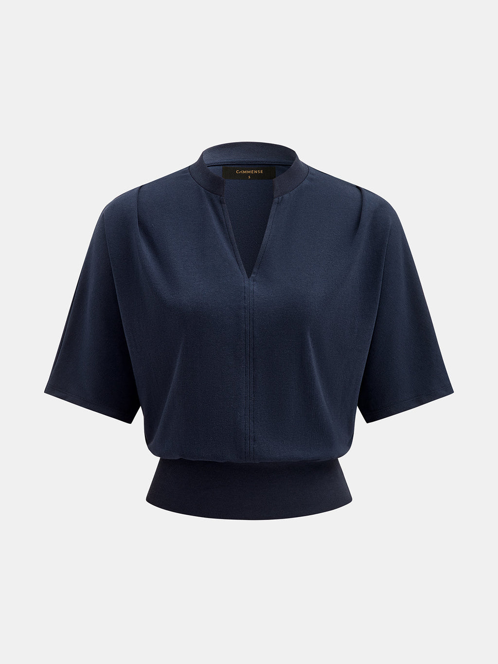 Stand Collar Short Sleeve Blouse