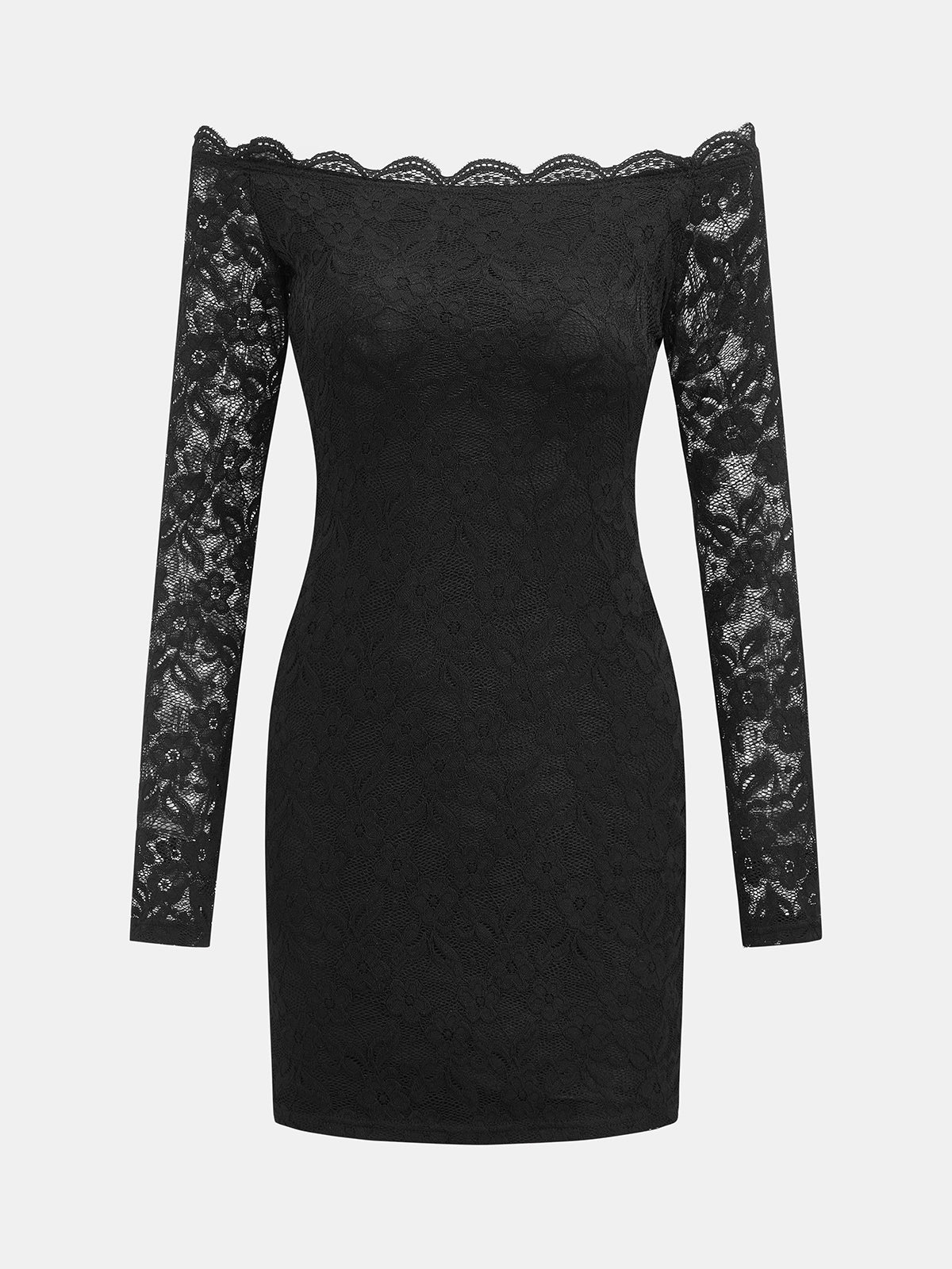 Off Shoulder Long Sleeve Lace Bodycon Mini Dress