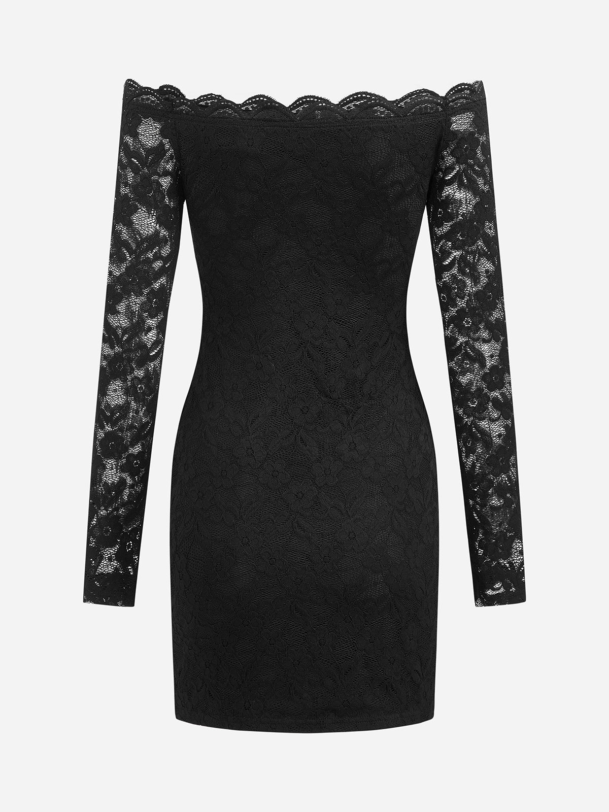 Off Shoulder Long Sleeve Lace Bodycon Mini Dress