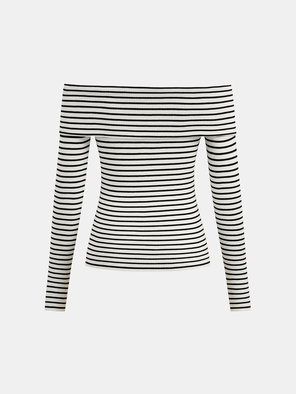 Striped Off Shoulder Rib Knit Top