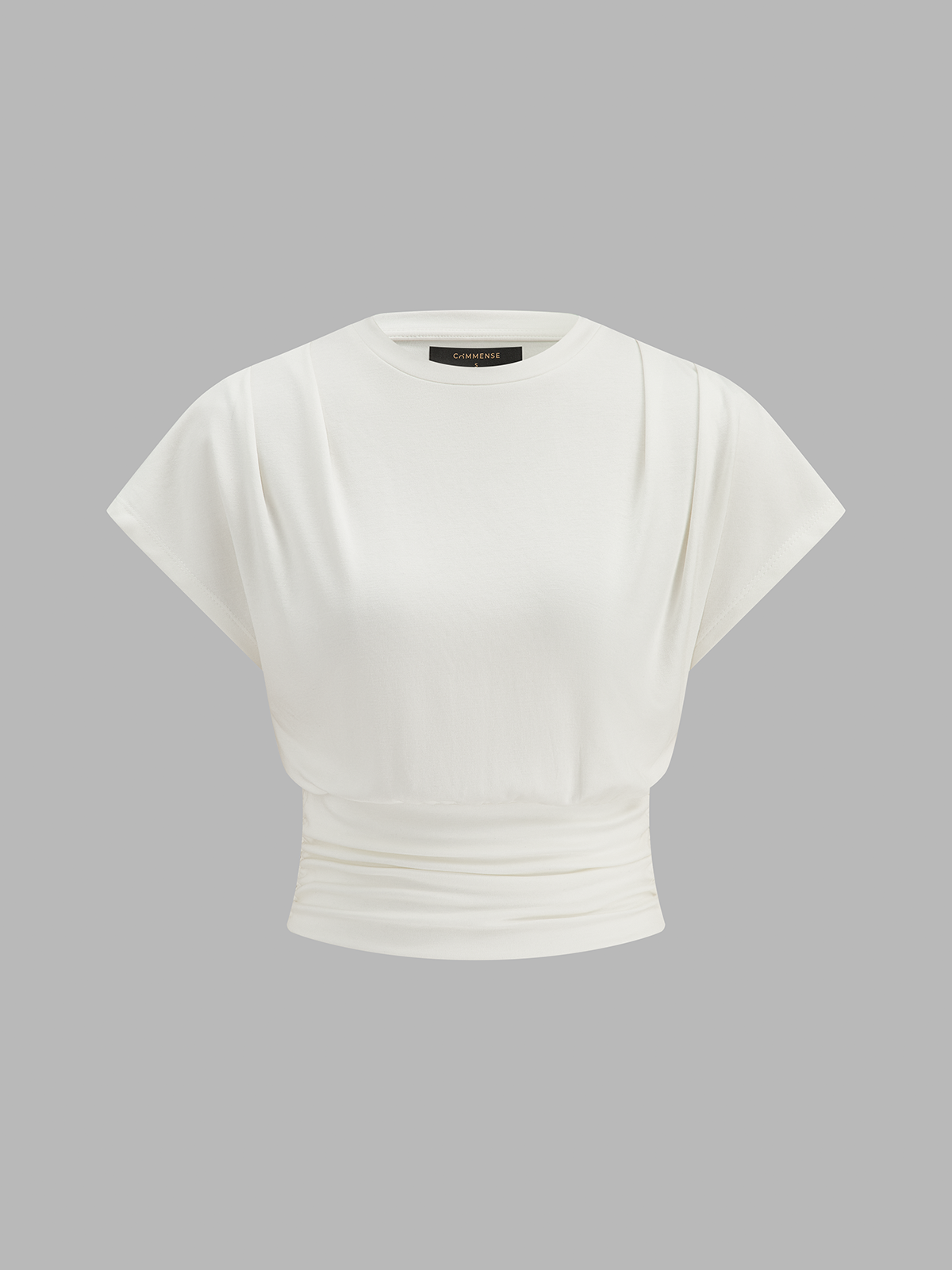 Short Sleeve Ruched Waist Casual T-Shirt