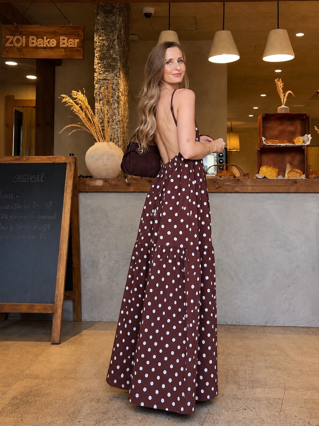 Cotton Backless Polka Dot Dress