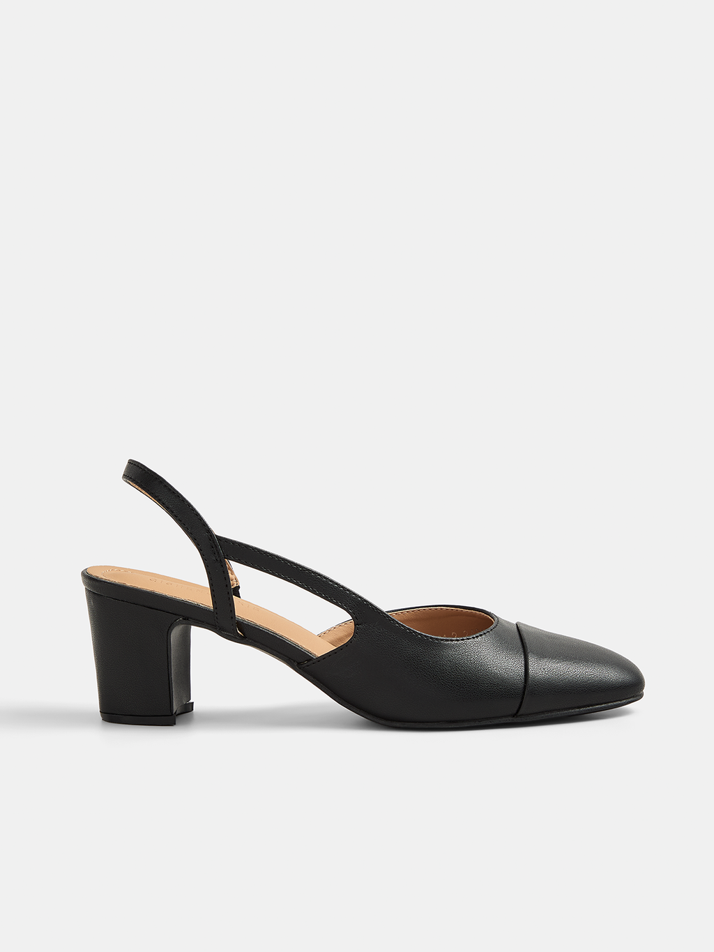 Cap Toe Slingback Block Heel Pumps