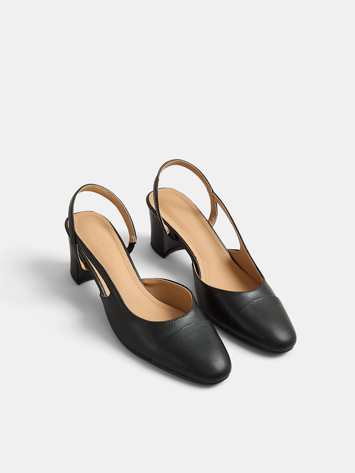 Cap Toe Slingback Block Heel Pumps