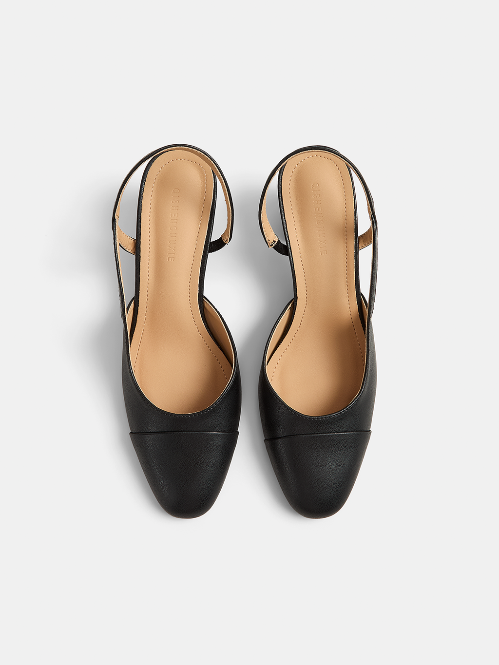 Cap Toe Slingback Block Heel Pumps