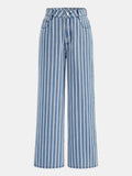 Striped Straight-Leg Denim Pants