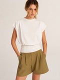Cap Sleeve Ruched Waist Top