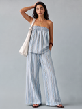 Striped Tube Top & Drawstring Pants Set