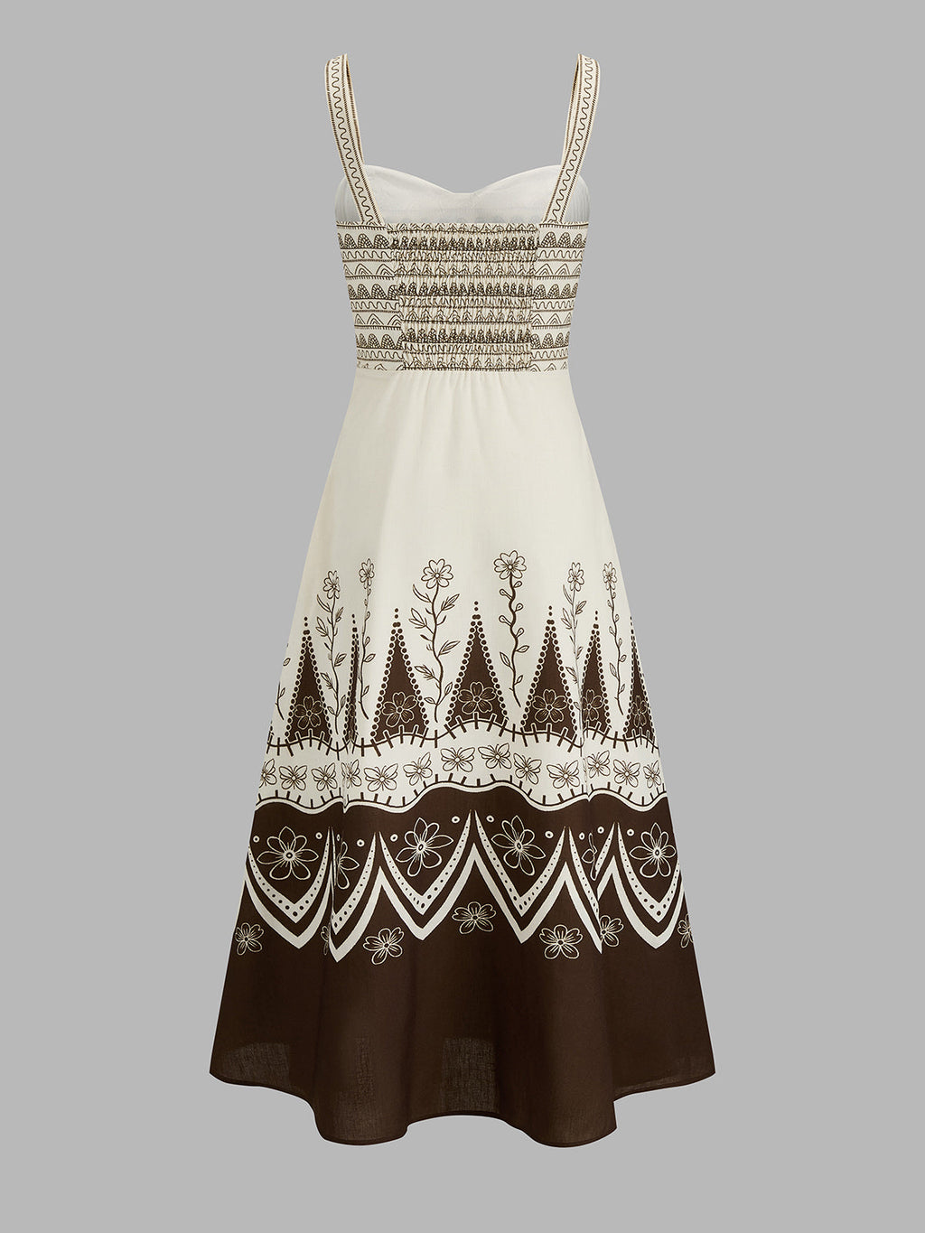 Border Print Sweetheart Midi Dress