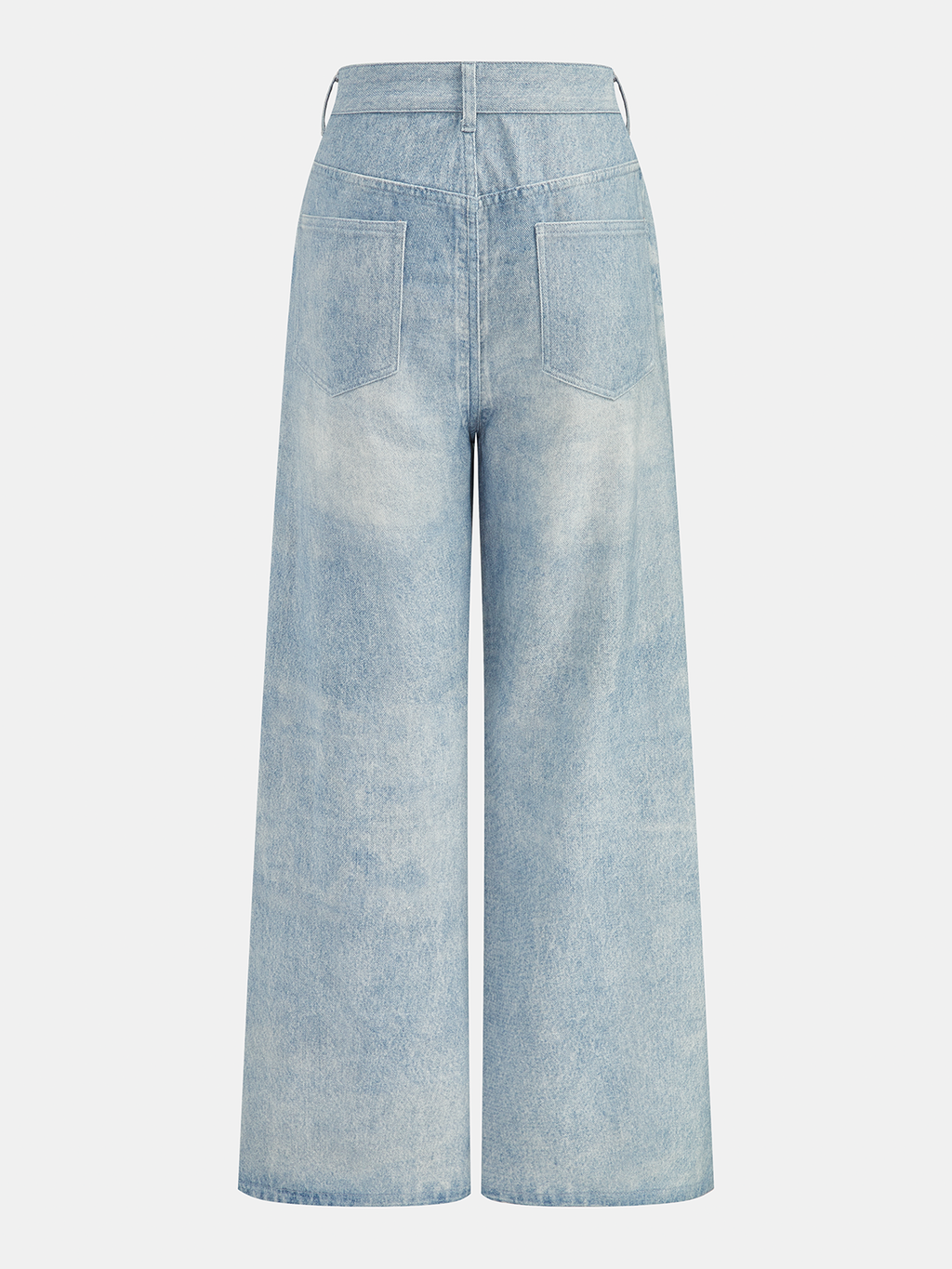 Flower Pattern Straight Leg Denim Pants