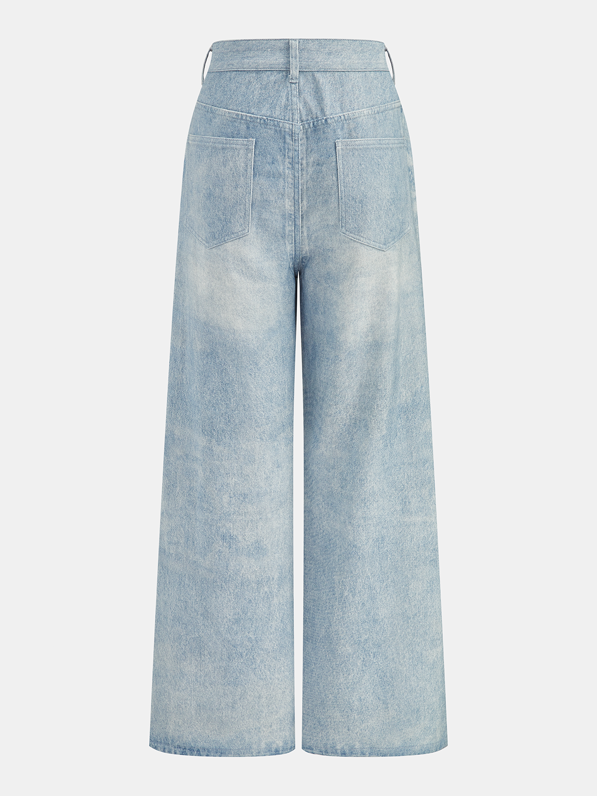 Flower Pattern Straight Leg Denim Pants