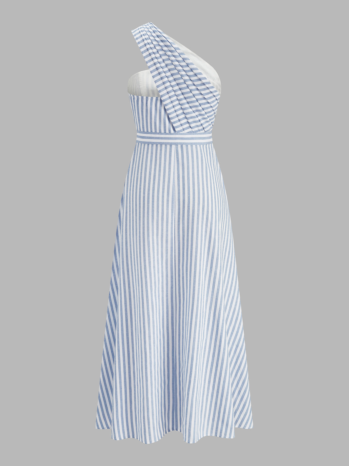 One Shoulder Striped Midi Dress