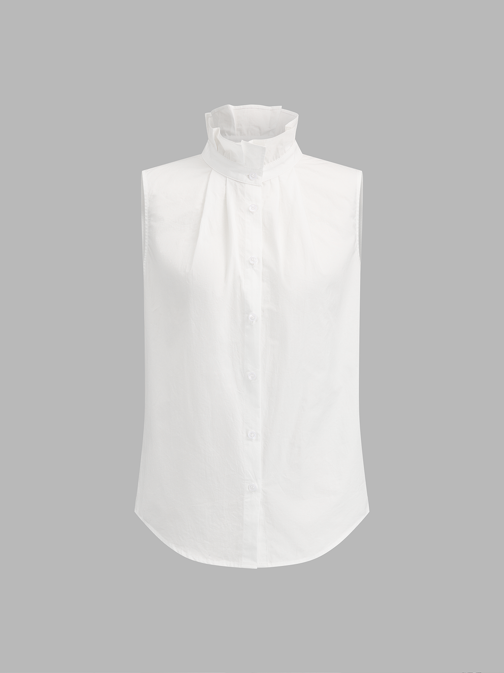 Ruffle Collar Sleeveless Button Blouse
