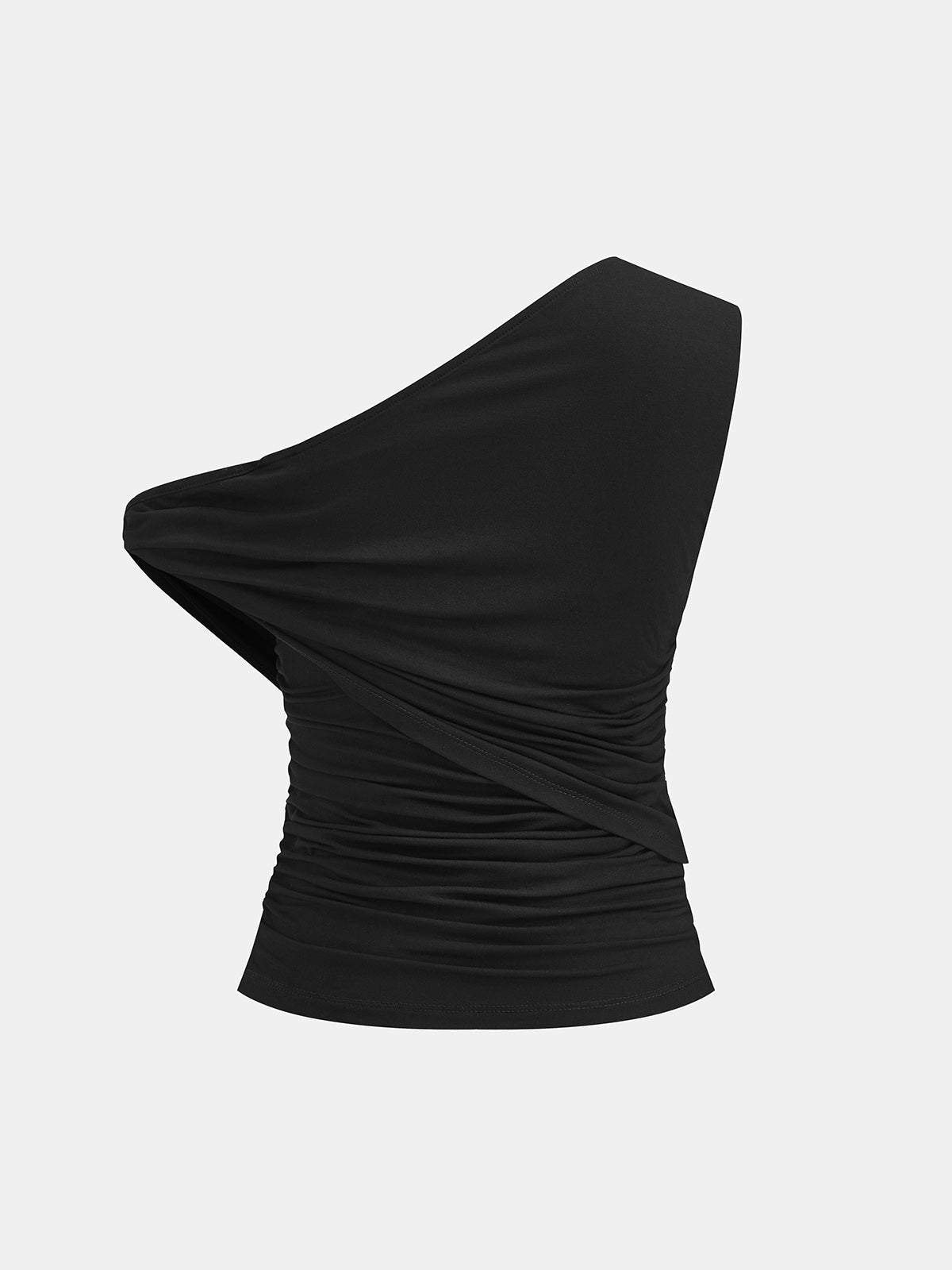One Shoulder Ruched Metal Ring Tank Top