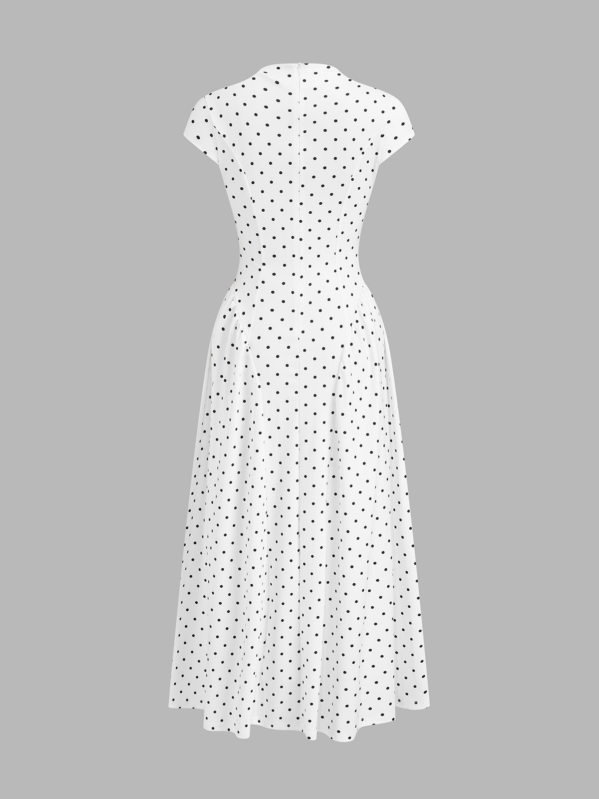 Cap Sleeve Polka Dot Fit Flare Maxi Dress