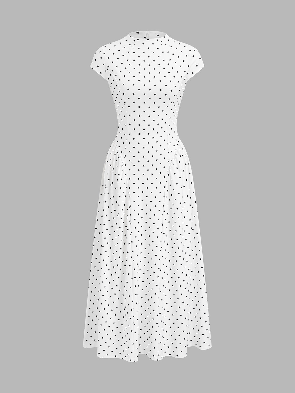 Cap Sleeve Polka Dot Fit Flare Maxi Dress