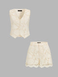 Guipure Lace Two Piece Shorts Set
