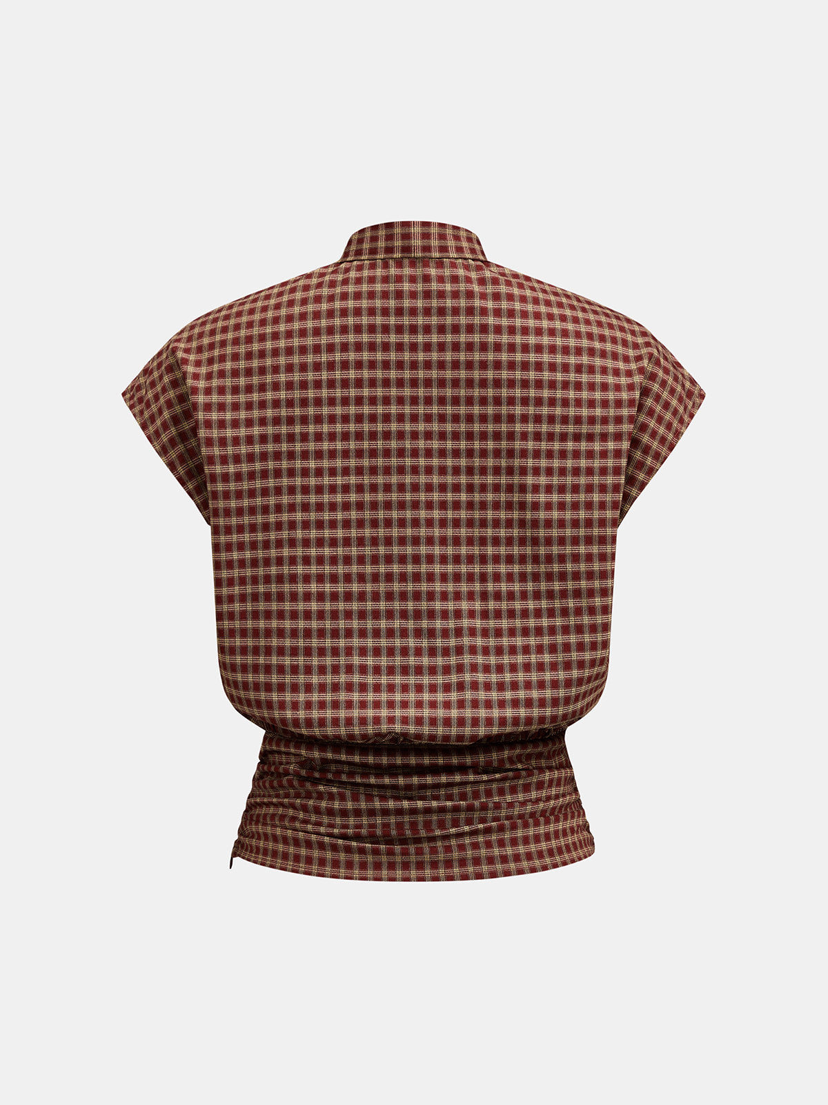 Plaid Bow Tie Sleeveless Blouse