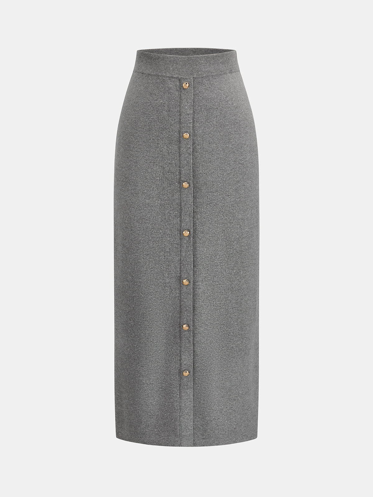 Metal Button Knit Two Piece Skirt Set