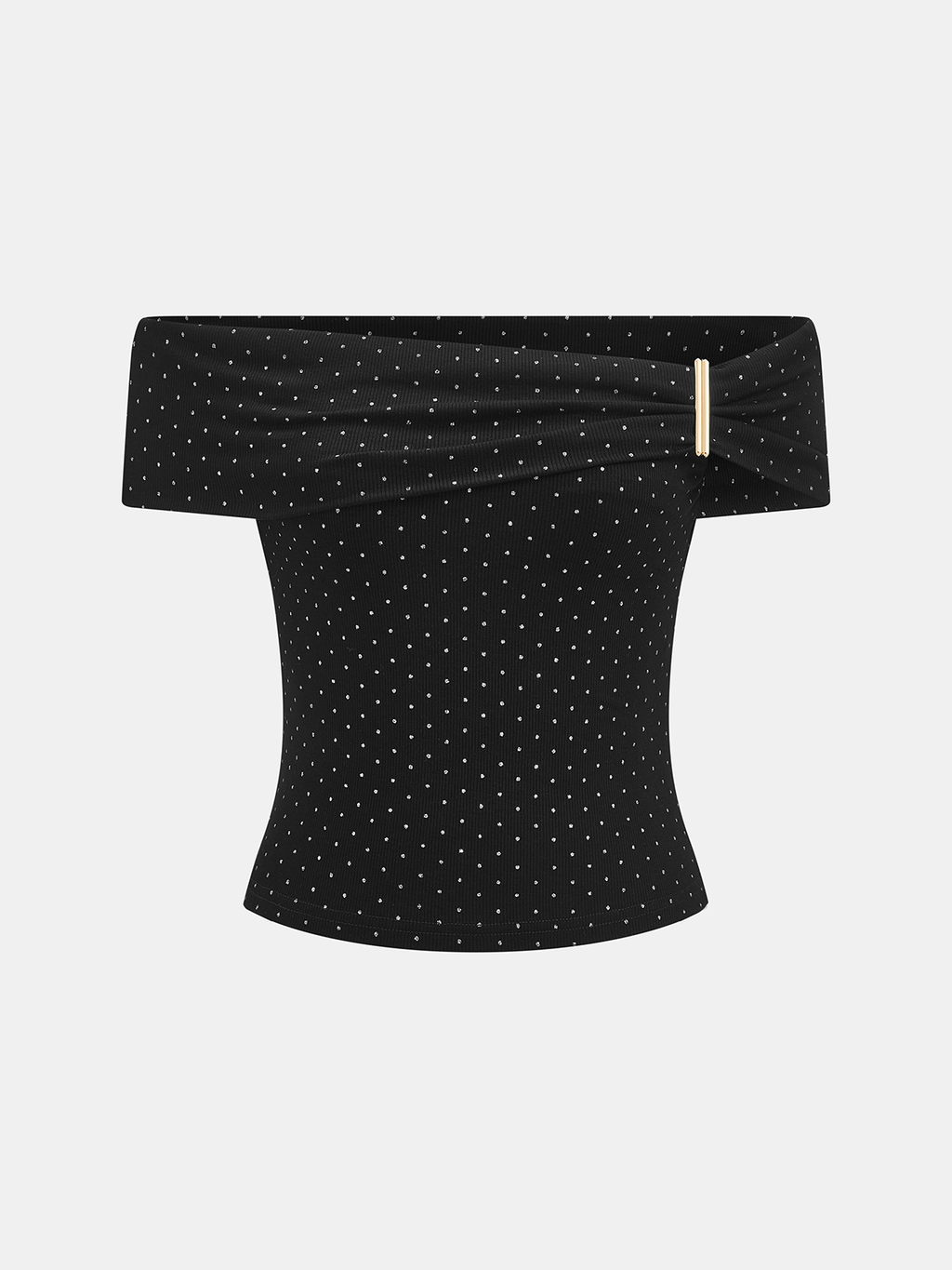 Detachable Metal Polka Dot Off Shoulder Top