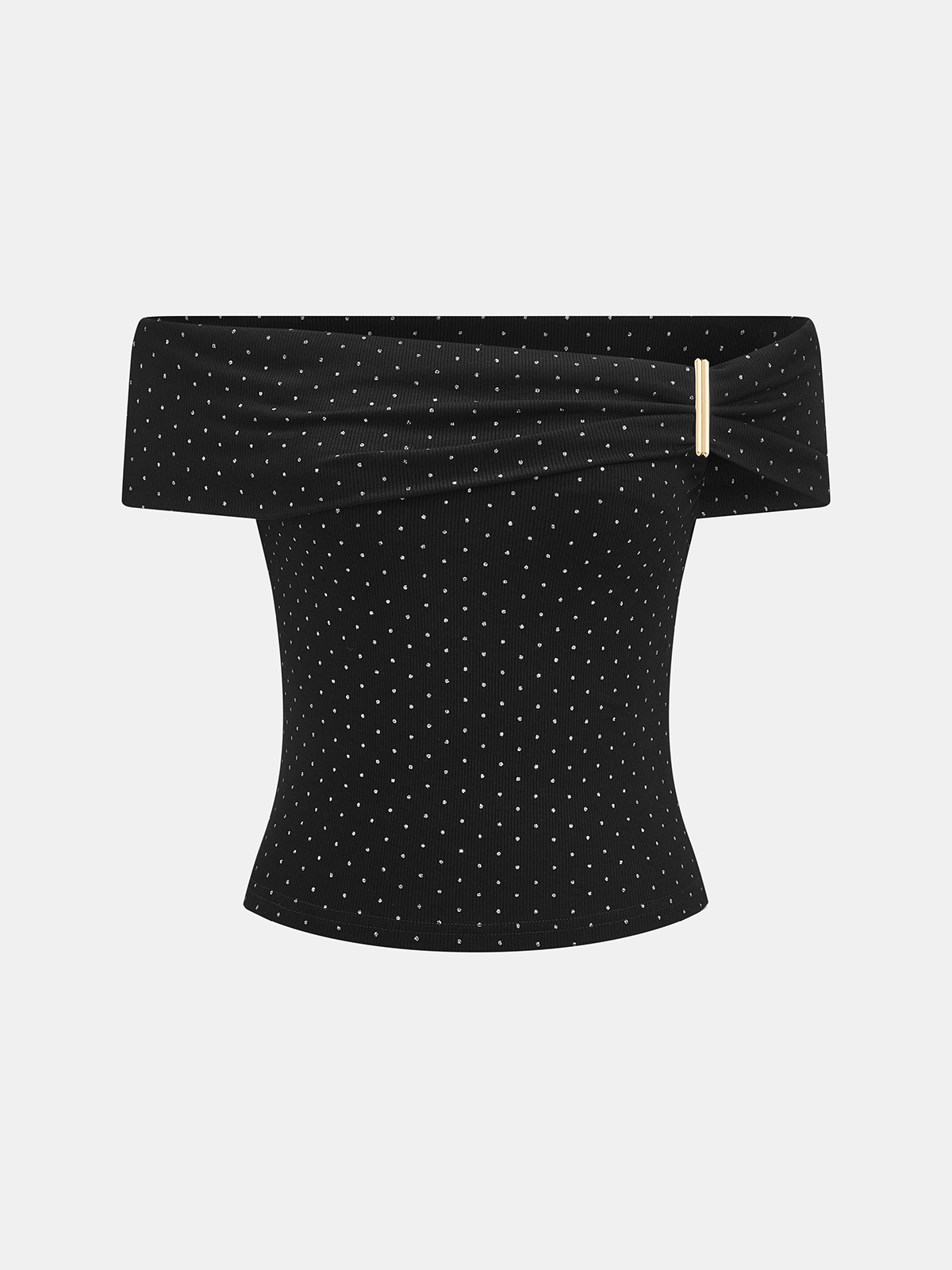 Detachable Metal Polka Dot Off Shoulder Top