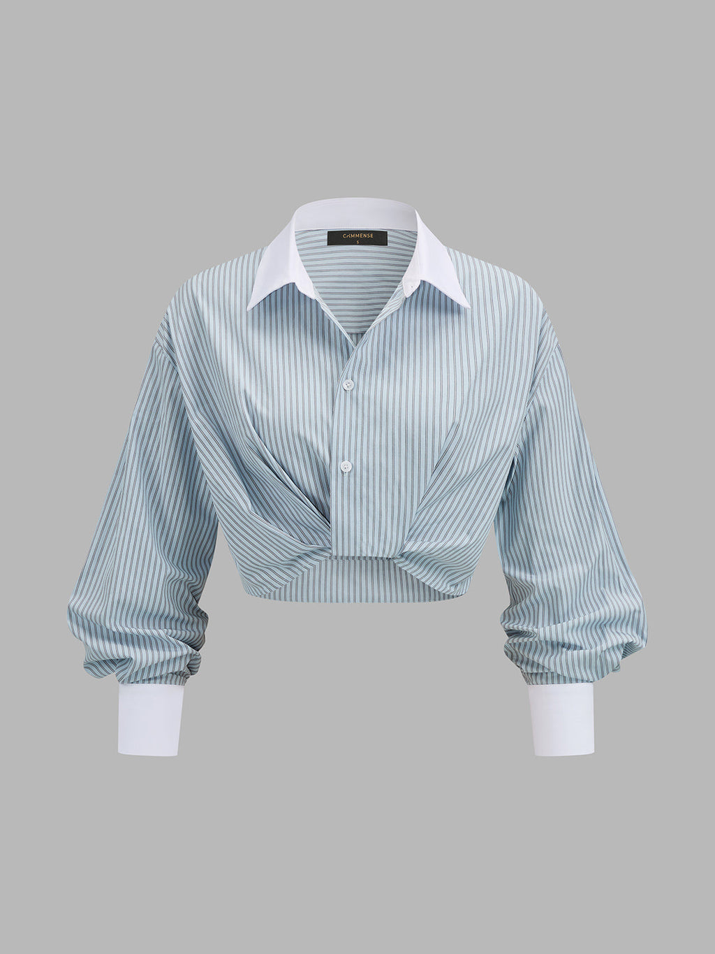Striped Twisted Cropped Long Sleeve Shirt