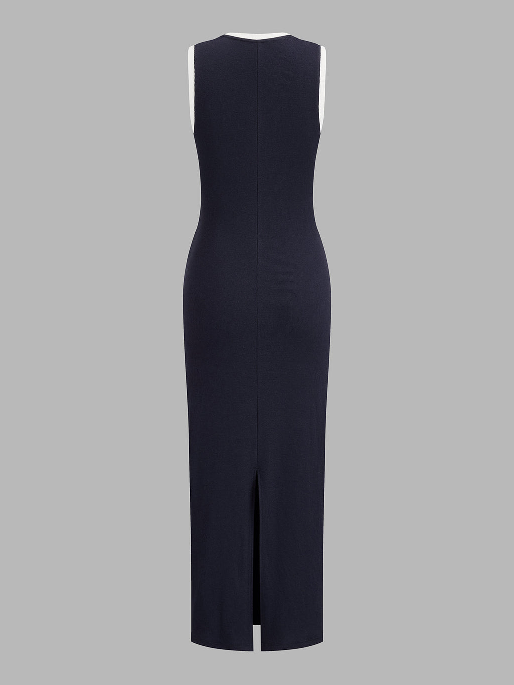 Contrast Trim Tie-Waist Knit Midi Dress