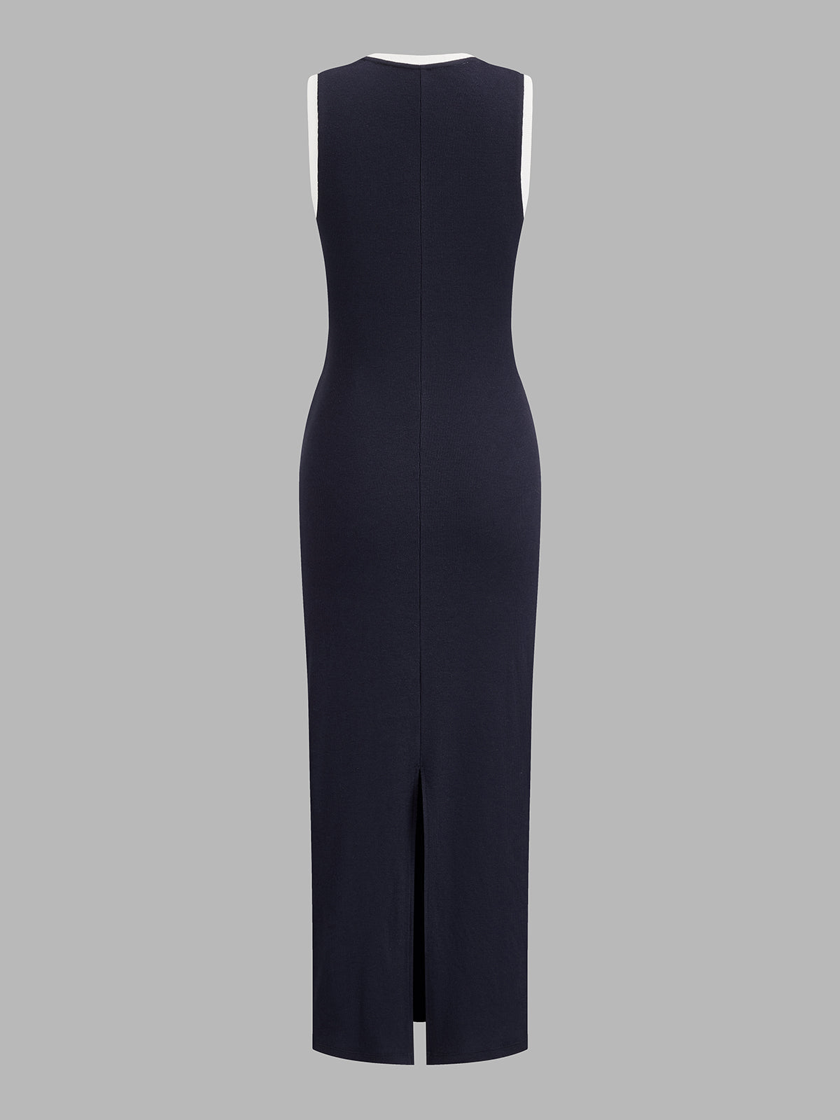 Contrast Trim Tie-Waist Knit Midi Dress