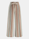 Color Stripe Drawstring Wide Leg Pants