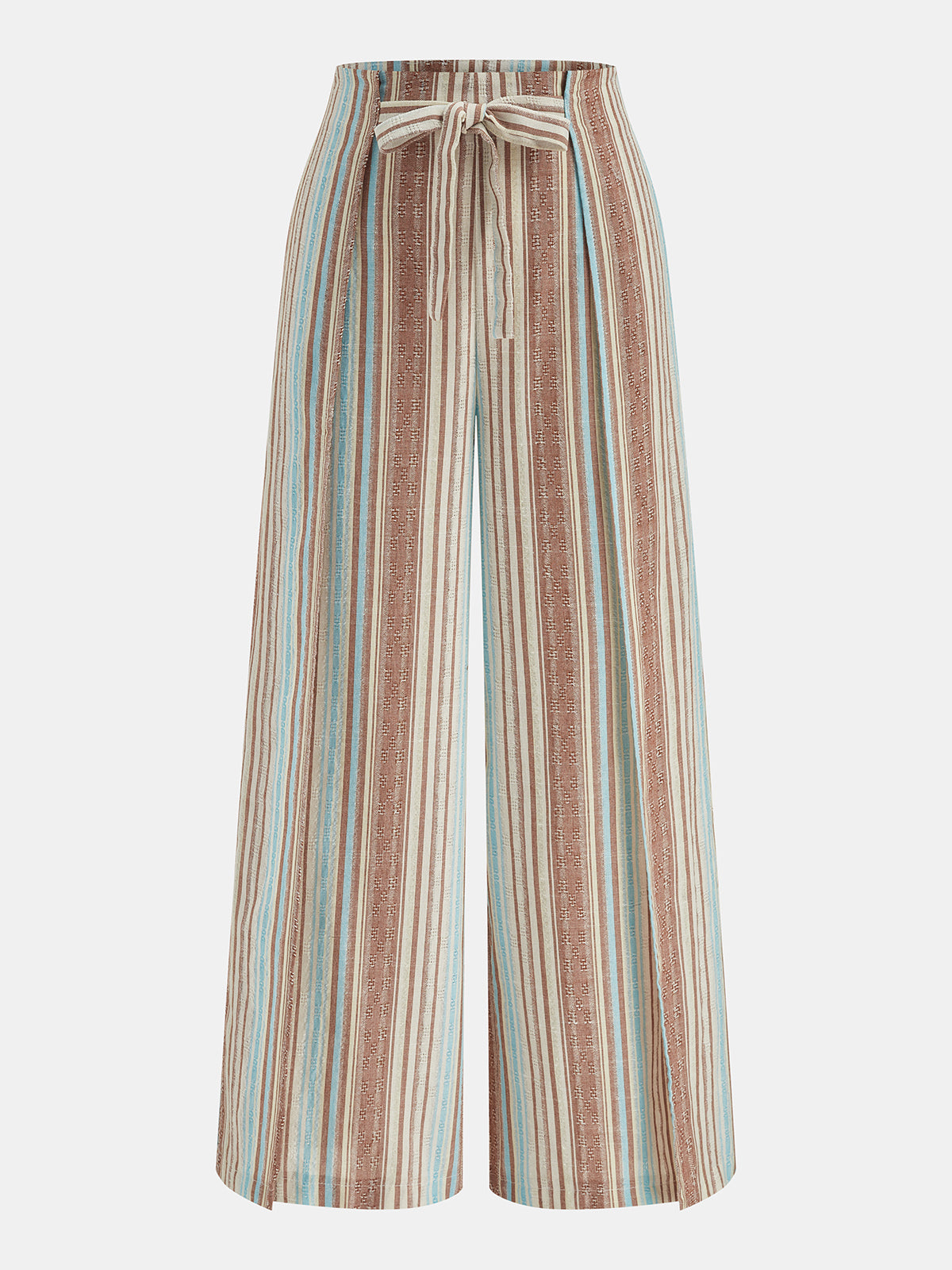 Color Stripe Drawstring Wide Leg Pants