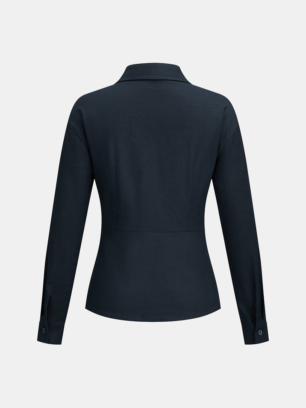 Ruched Waist Collared Wrap Blouse