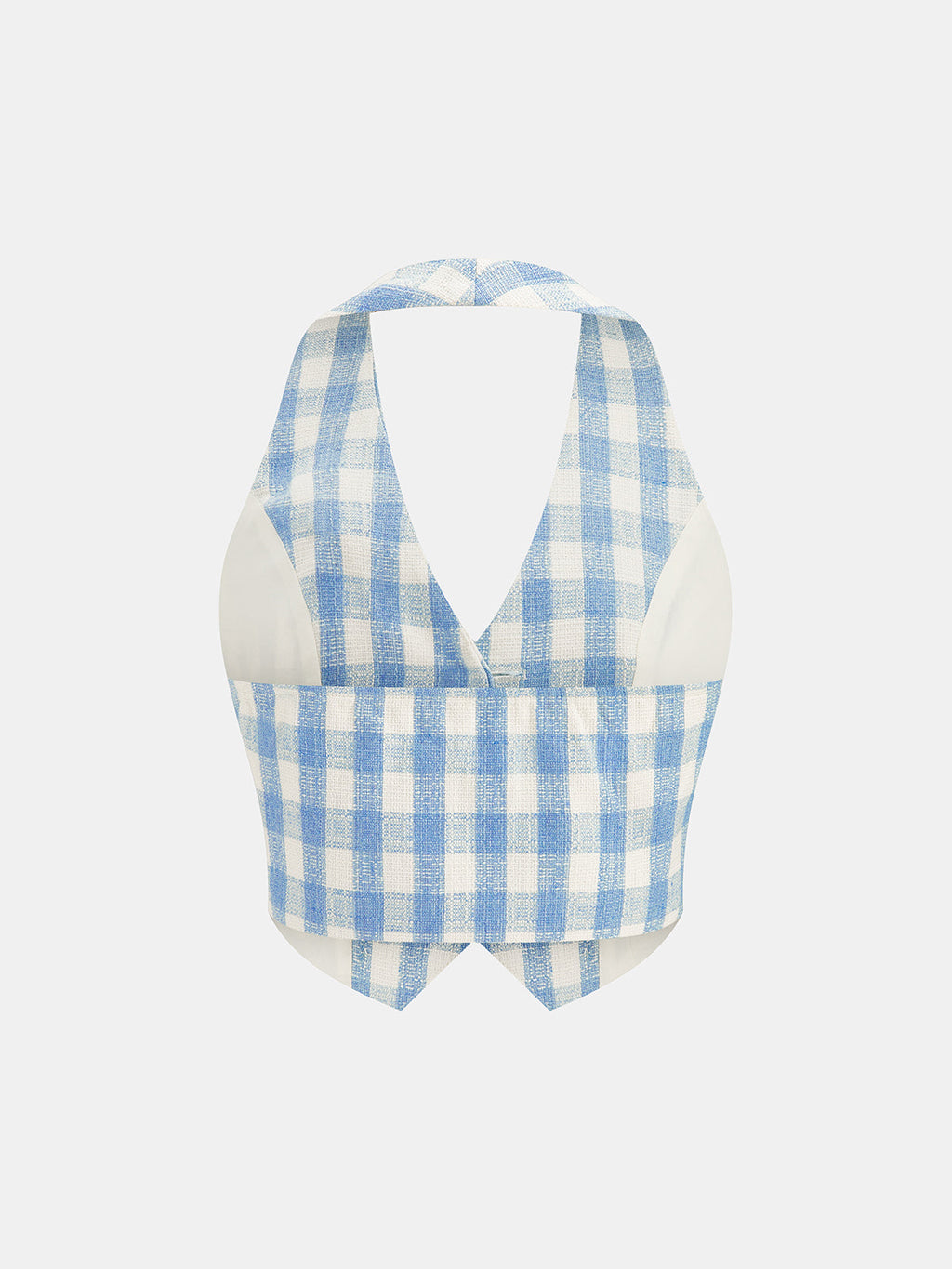 3D Flower Gingham Halter Vest & Shorts Set