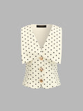 Polka Dot Folded Metal Button Vest