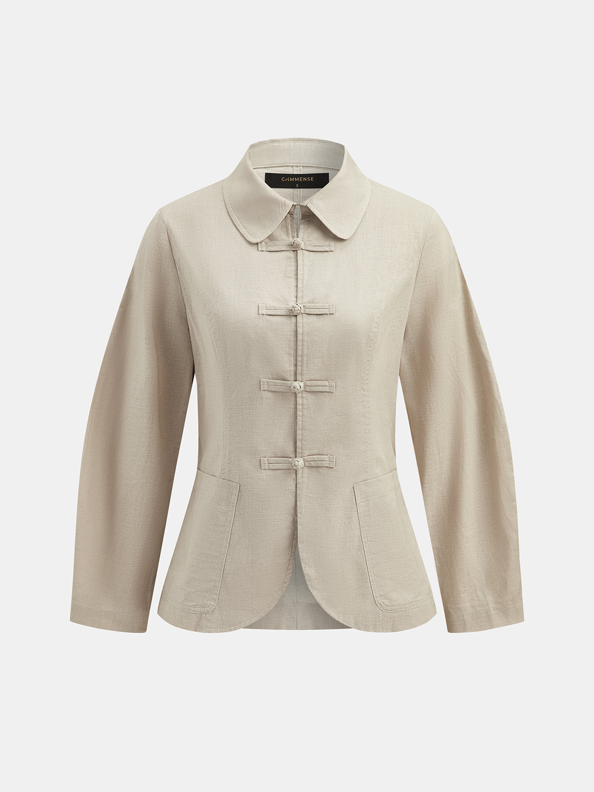 Frog Button Cotton Linen Long Sleeve Shirt