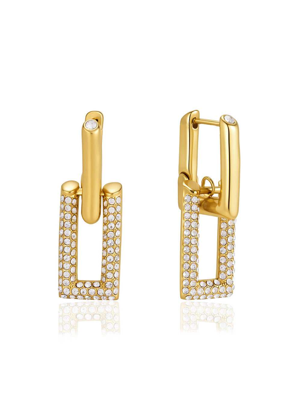 Diamond Linked Rectangle Drop Earrings