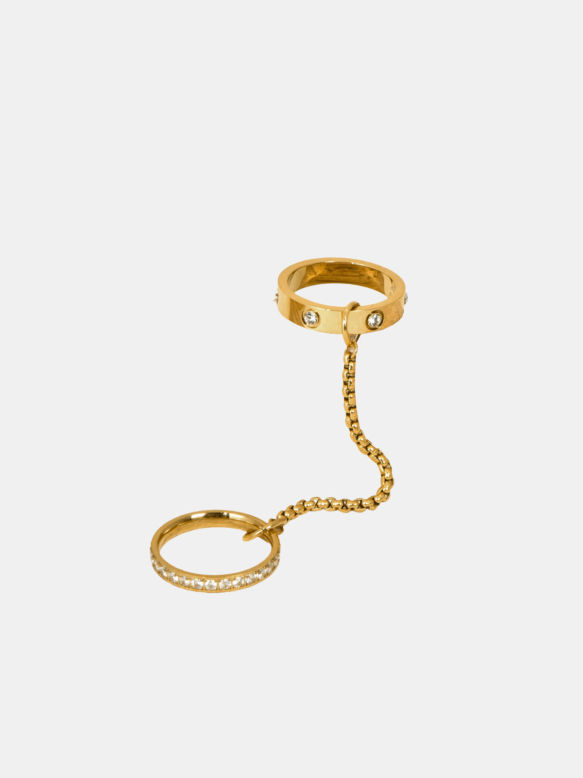 Stacked Zircon Dangle Chain Ring