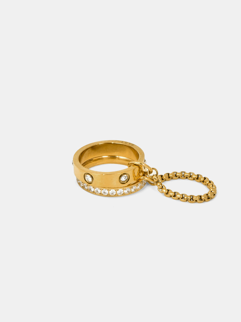 Stacked Zircon Dangle Chain Ring