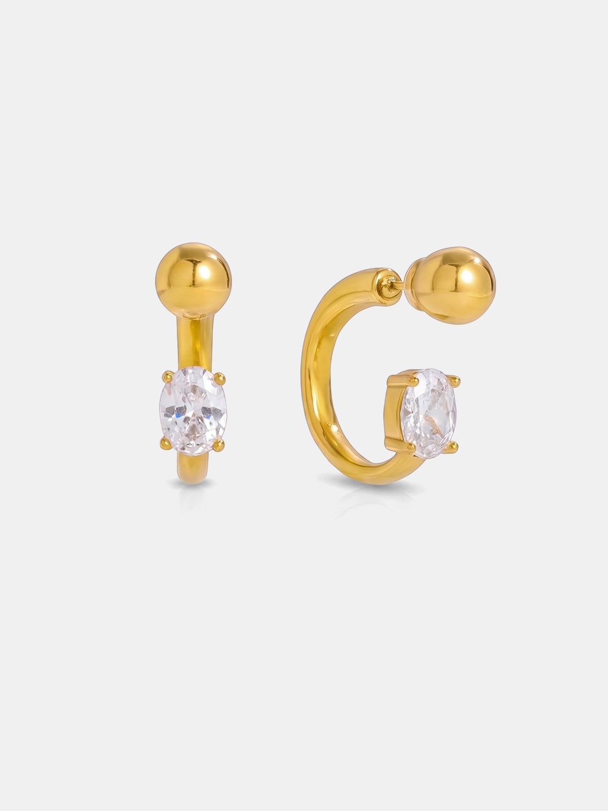 Oval Zircon Huggie Hoop Earrings