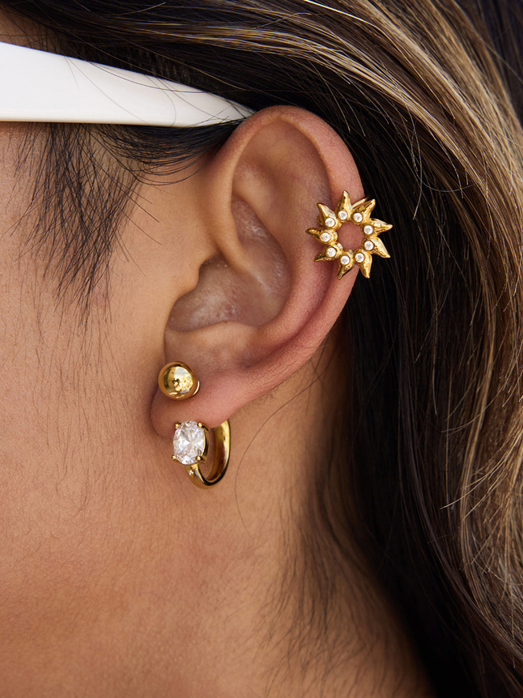 Oval Zircon Huggie Hoop Earrings