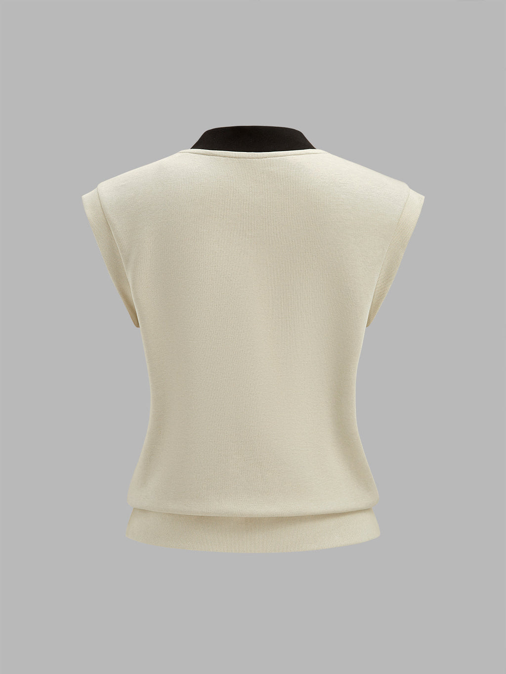Contrast Trim V-Neck Top & Drawstring Shorts Set