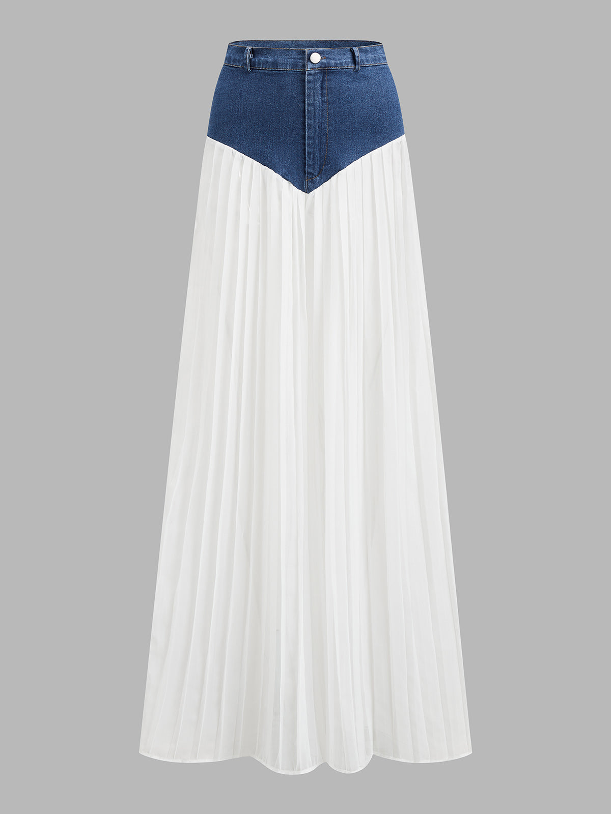 Denim Corset Pleated Maxi Two Piece Set