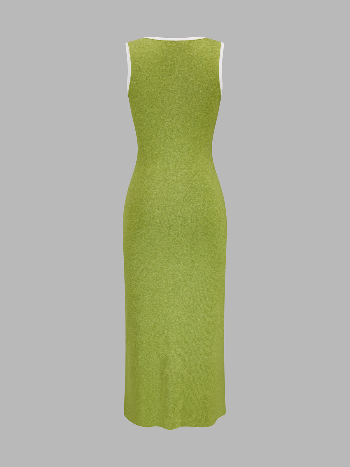 Contrast Trim Button Front Knit Maxi Dress