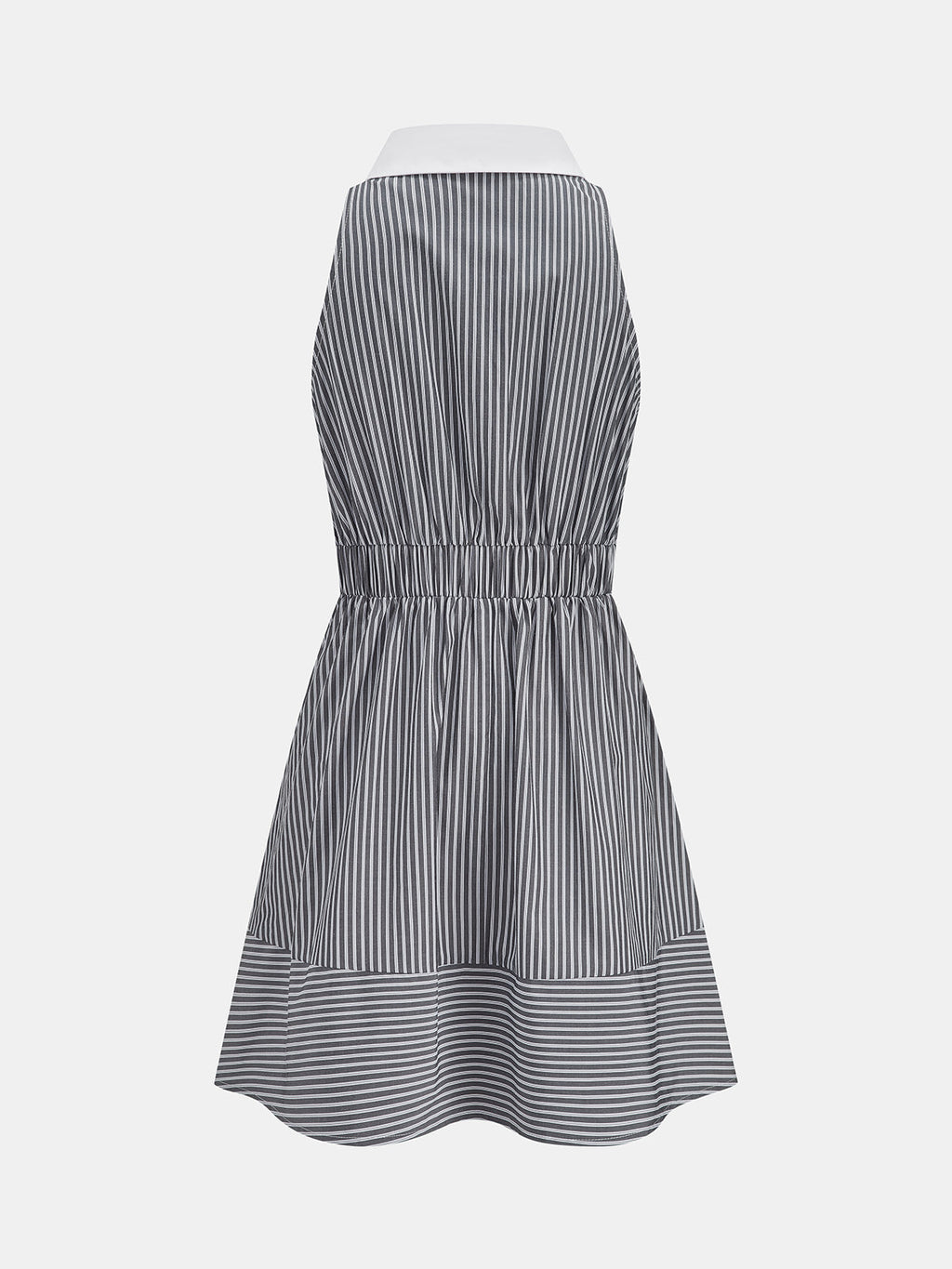 Contrast Collar Halter Striped Mini Dress