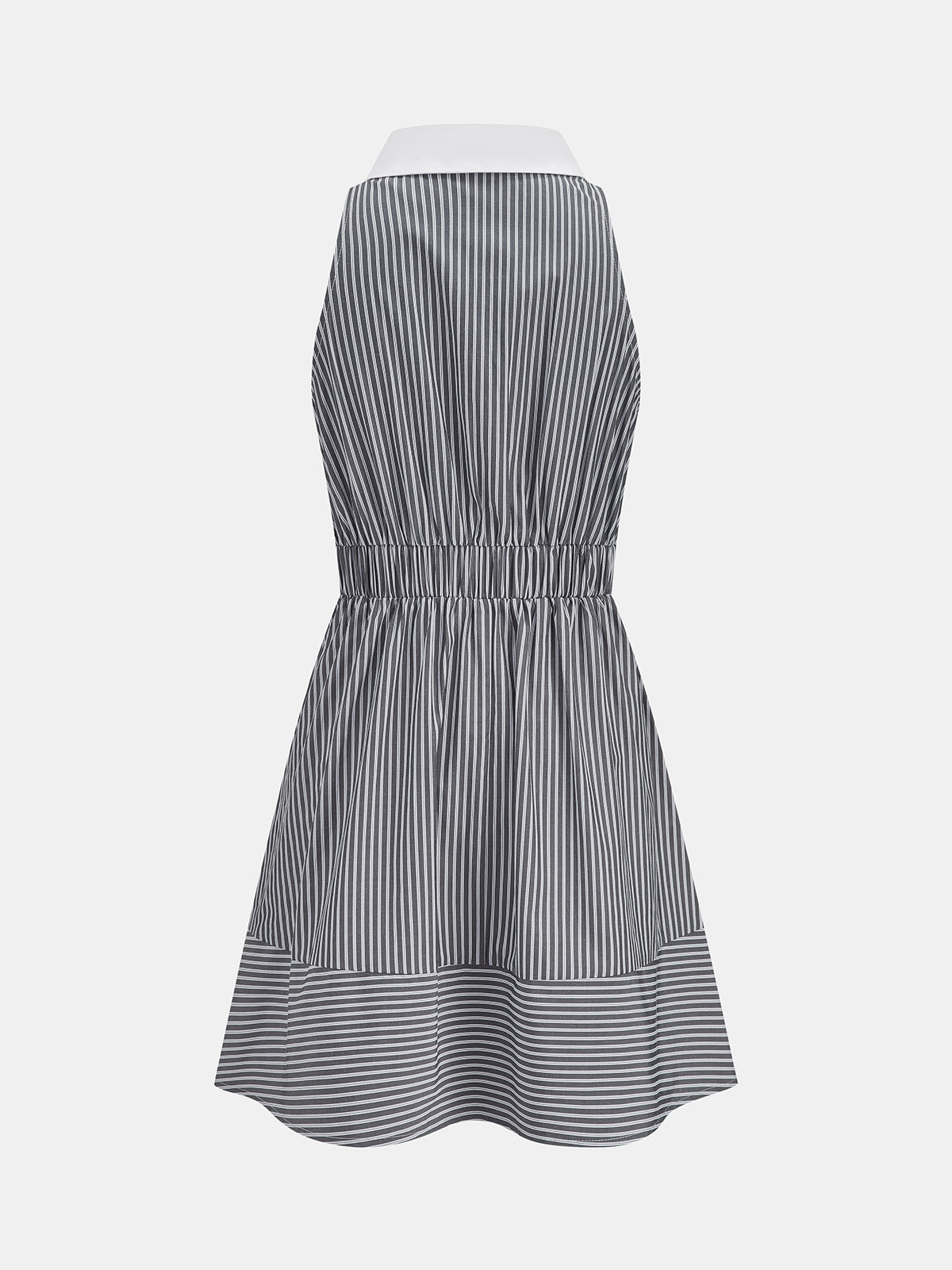 Contrast Collar Halter Striped Mini Dress