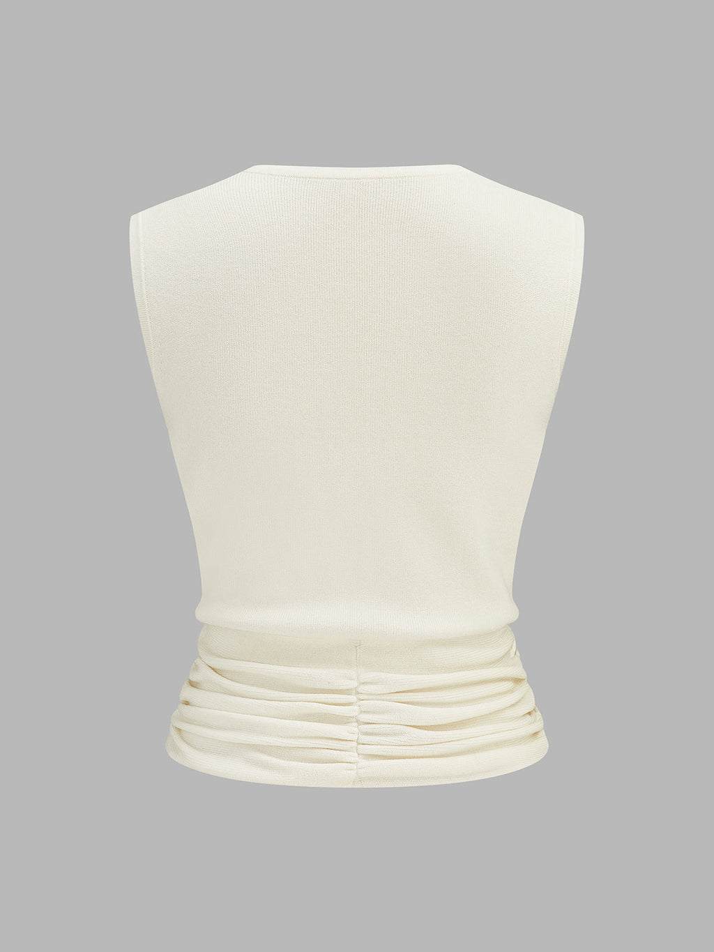 Notched V Neck Ruched Knit Tank Top