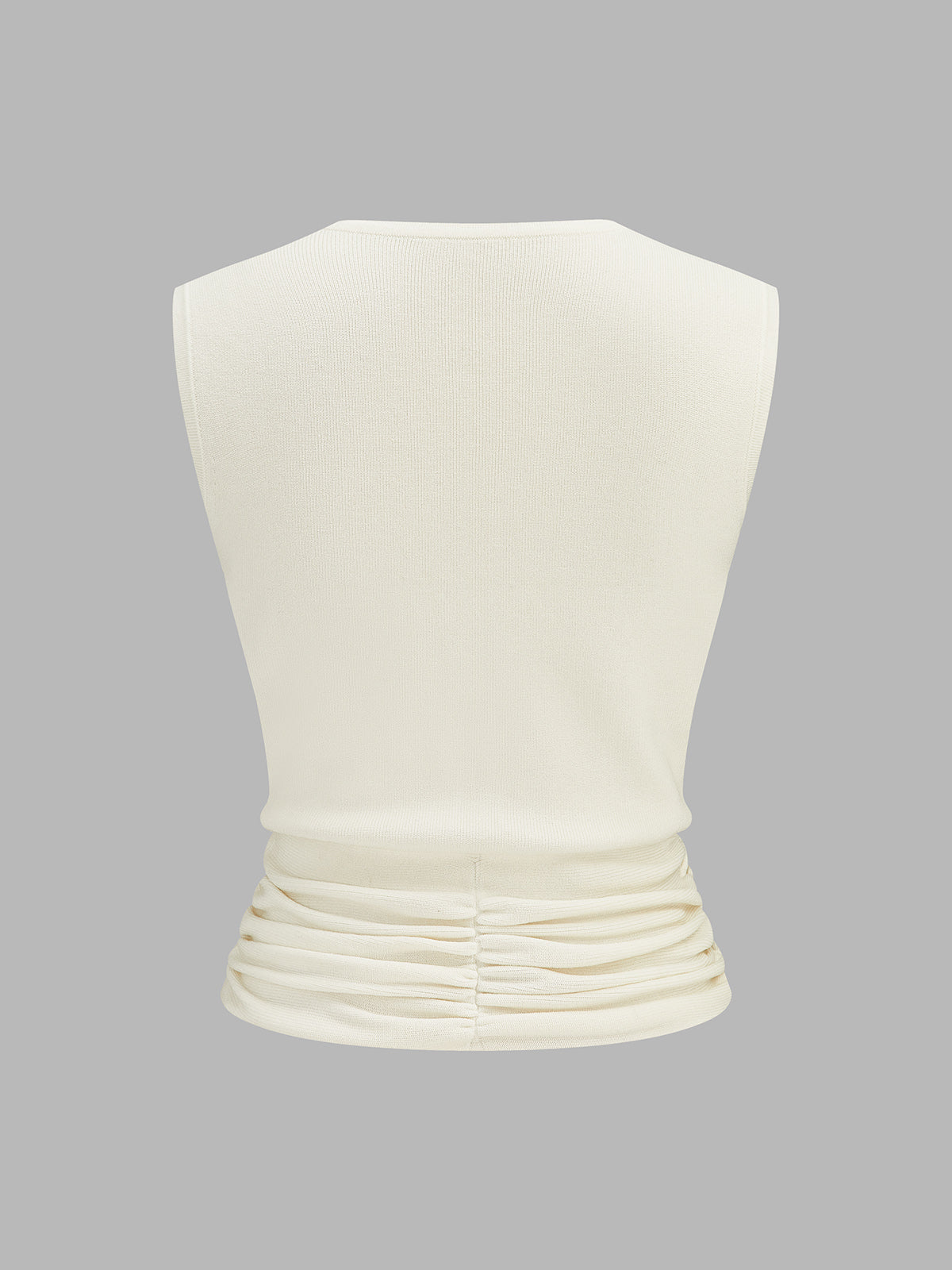 Notched V Neck Ruched Knit Tank Top