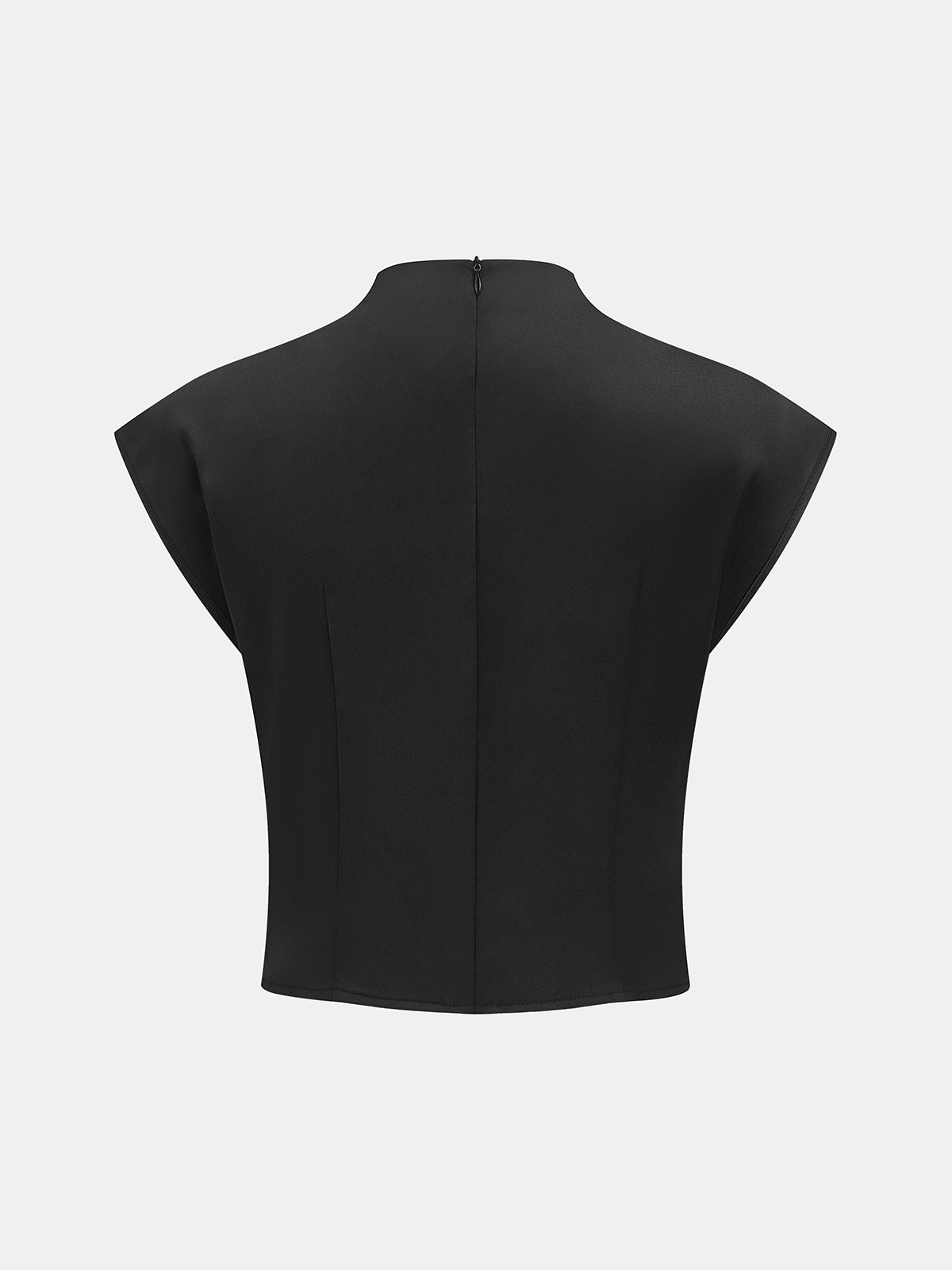 Draped Satin Cap Sleeve Blouse