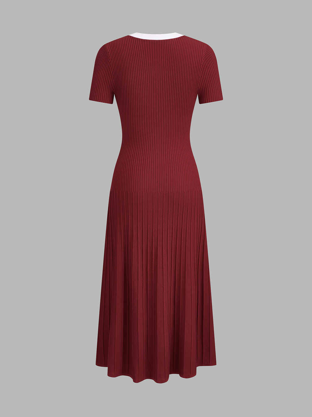 Contrast Trim Short Sleeve Knit Midi Dress