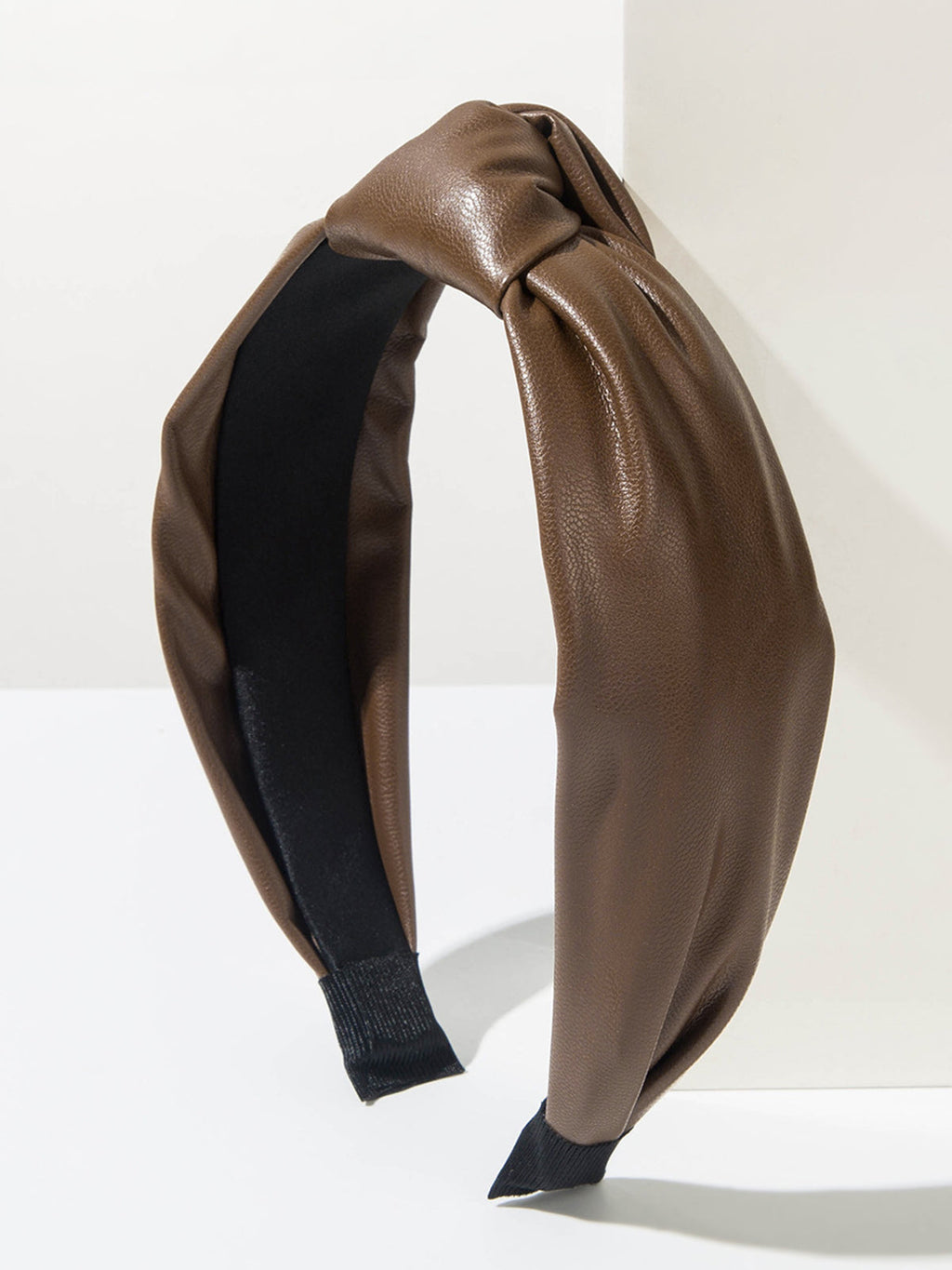 Wide Knotted Faux Leather Headband