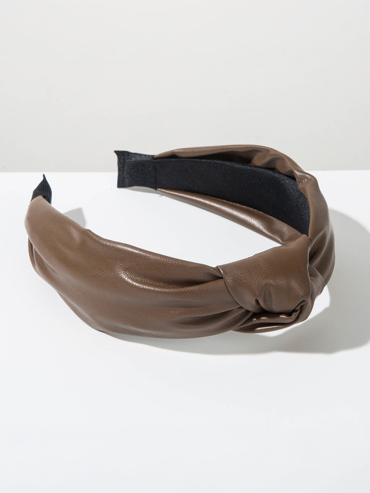 Wide Knotted Faux Leather Headband
